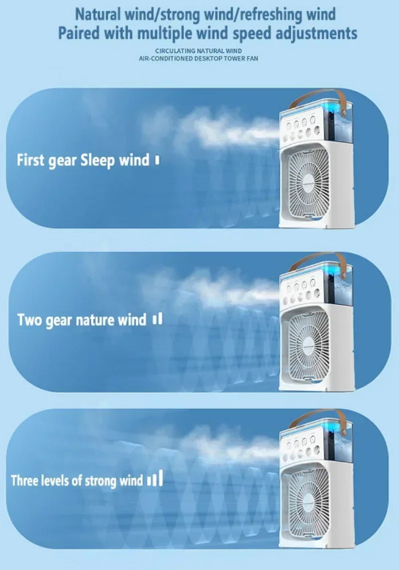 AéroZen - Ventilateur Portable 3 en 1 : Refroidisseur, Humidificateur & Lampe LED
