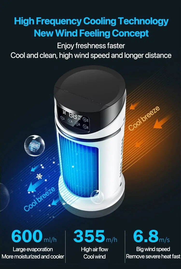 AéroZen™ Climatiseur USB 3-en-1 – Refroidisseur d’Air, Humidificateur & Ventilateur LED