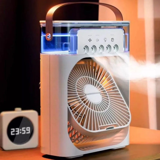 AéroZen - Ventilateur Portable 3 en 1 : Refroidisseur, Humidificateur & Lampe LED