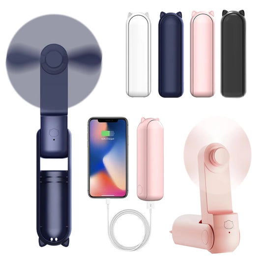 AéroZen™ Mini Ventilateur Portable – Compact, USB Rechargeable & Power Bank Intégré