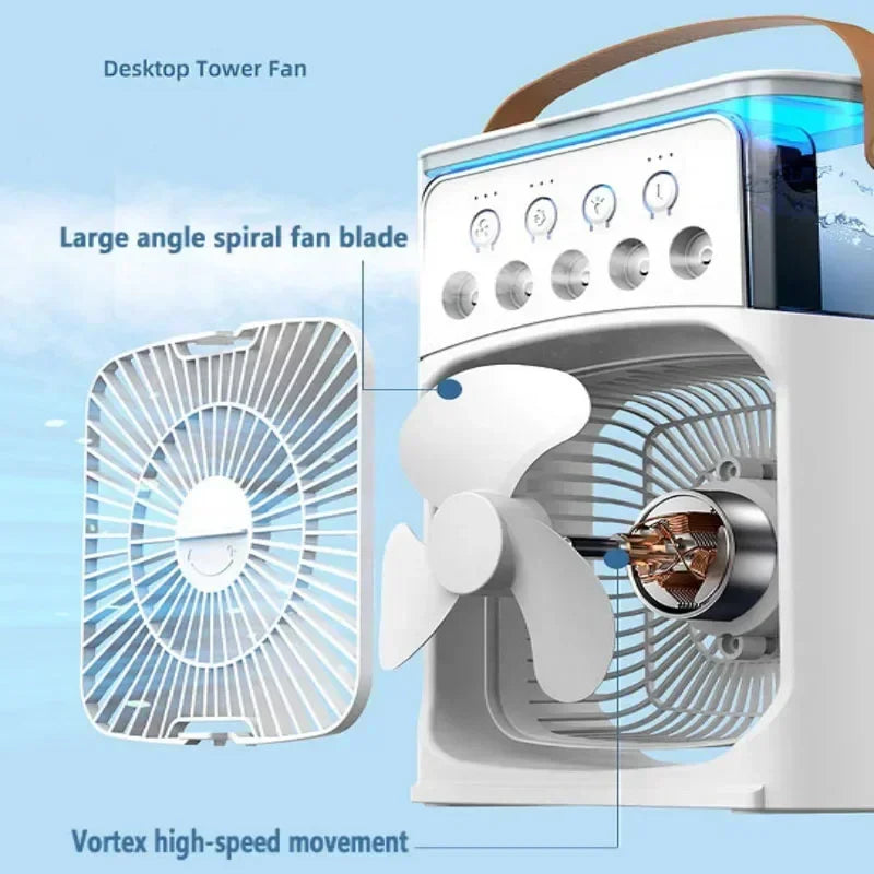 AéroZen - Ventilateur Portable 3 en 1 : Refroidisseur, Humidificateur & Lampe LED
