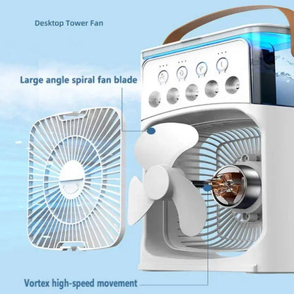 AéroZen - Ventilateur Portable 3 en 1 : Refroidisseur, Humidificateur & Lampe LED